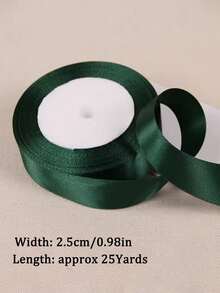 25 Yards (Approximately 23 Meters) Of 1-4 Cm Forest Green Satin Ribbon, Single-Sided Polyester Process Ribbon, Suitable For Handmade Roses, Gift Wrapping, Bouquets, Weddings, And Christmas Party Decorations - Multicolor - View 9