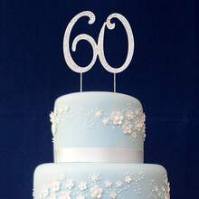 60 Number Rhinestone Cake Topper Sparkling Crystal Birthday Party Decoration Elegant Anniversary Wedding Cake Insert Decor 21x13cm - Style a - View 9