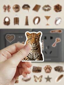 50 pcs Stiker Motif Macan Tutul Cokelat Y2K untuk Dekorasi Planner, Buku Harian, Scrapbook, Buku Catatan, Koper, Gitar, Skateboard, Manual, Laptop, Botol Minum, Ponsel - MultiWarna - View 6