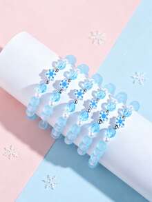 6pcs/Set Christmas Snowflake Soft Clay Hanging Decor Charming Beaded Children's Jewelry Bracelet Girls Daily Holiday Party Gift - Multicolor - View 4