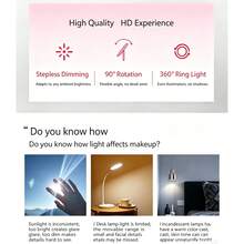 Women's LED Light-Up Makeup Mirror, Touch Control 3-Color Lighting, USB Rechargeable High-Definition Makeup Mirror With Storage Tray, 500mAh Desktop Vanity Mirror - Multicolor - View 4