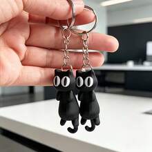 3D Printed Cute Big Eye Cat Keychain, 1pc Durable PLA Plastic, Fantasy Theme Design, Movable Backpack Pendant, Small Decorative Item, Suitable For Desk, Phone, Car, Etc., Can Be Used As Keychain Pendant, Suitable For Various Holidays - Multicolor - View 7