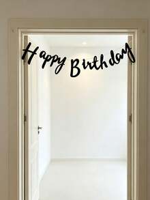 1pc Birthday Party Decoration Banner, Black Paper Hanging Flag, Suitable For Party Decoration, Back To School, Valentine's Day, Wedding, Birthday - Multicolor - View 6