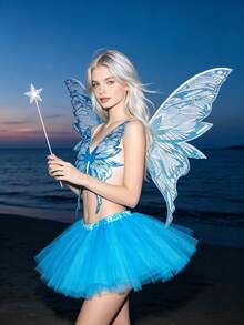 Adult Sized Butterfly Wings And Chiffon Skirt Star Staff, Suitable For Princess Role-Playing Parties And Halloween Costume Props. - Multicolor - View 4
