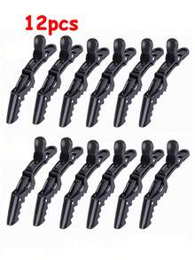 12/6/1 Crocodile Clip Multi-Functional Hair Distribution Clip, Side-Parting Clip For Bangs, Suitable For Both Men And Women, Suitable For Daily Use, Hair Accessory, Hairstyle, Salon Styling, Duckbill Clip, Low-Priced Hair Accessory Tool. - Black - View 12