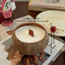 1pc Pure Natural Coconut Shell Scented Candles, Coconut Milk & Coffee Scent, Holiday Decorations, Holiday Candles, Suitable For Birthday Gifts, Souvenirs And Small Gifts, Desktop Decorations And Interior Decorations, Shooting Props Decoration - Multiple Styles - View 12