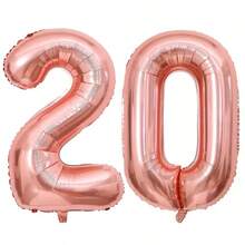 1/2件 40英吋玫瑰金數字鋁箔氣球，生日派對裝飾氣球，適用於生日、婚禮、週年紀念、拍照室內裝飾 - 玫瑰金 - 查看 33