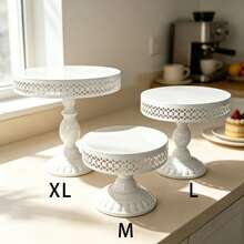 Hollow Metal Cake Stand Set, White And Gold Circular Base Dessert Display Stand, Suitable For Weddings, Birthdays, Parties, Home Decoration, Halloween, Christmas, Plate And Tableware Set, Kitchen Accessories, Kitchen, Autumn Home Decoration - Multicolor - View 7