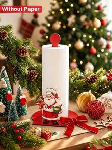 1pc Christmas Wooden Freestanding Tissue Holder, Kitchen And Bathroom Countertop Storage Rack, Suitable For Christmas Party, Theme Event, Thanksgiving, New Year, Holiday Gathering And Holiday Decoration - Multicolor - View 4