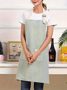 Plaid Waterproof Apron With Deep Pockets, Adjustable Neck And Waist Ties. Suitable For Baking, Grilling, Christmas Tree Decorating, Holiday Entertaining, Christmas Market Stalls, Barista And Hair Salon Work. Machine Washable, Unisex. - Multicolor - View 7
