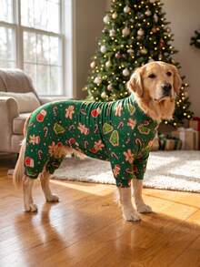 1PC Christmas Dog Pajamas - Soft Warm And High Stretch Full Coverage Pet Rompers, Anti Licking & Bug Protective Jumpsuit For Small Medium Large Dogs, Christmas All Over Printing Dog Clothes - Christmas Cartoon Pattern - Multicolor - View 10
