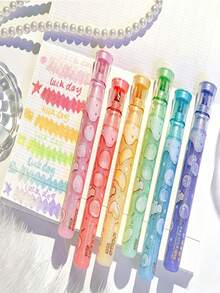 6pcs Fruity Scented Gold Glitter Highlighter Pens, Water-Based 6 Colors & 6 Scents, High Aesthetic Student Marker Pen For Highlighting And Drawing, Student Stationery - Fruit Scented Highlighter - View 6