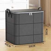 1PC Clothes Storage Bag, Large Capacity Foldable Storage Bag With Zipper, Home Storage Bag, Clothes/Quilt Dustproof Bag, With Reinforced Handle And Zipper, Wardrobe Storage Bag, Suitable For Quilt, Blanket Storage, Wardrobe, Bedding Storage - Black - View 6