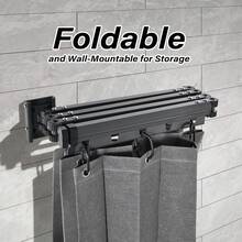 Foldable Shower Curtains Rod | 54.7 Inches 4-Fold | Wall Mount Shower Curtains Rod with 70.8in X 70.8in Shower Curtains| for Bathroom Bathtub Clothing Store - 1PC - Übersicht 6