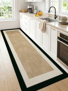 1pc Long Runner Rug, Neutral Sage Brown Kitchen Mat, Long Floor Mat Suitable For Bathroom, Kitchen, Outdoor, Hallway, Bedroom, Living Room, Machine Washable, Easy To Clean Entryway Mat, Non-Slip Bedroom Carpet, Autumn Home Decor Accessory - Multicolor - View 6