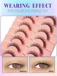 Manga Lashes 7對裝 輕盈動漫假睫毛 自然妝感 蓬鬆尖翹娃娃睫毛 - 黑色 - 查看 6