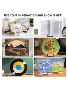 1pc Metal Display Stand, Elegant Metal Plate Rack - Can Be Used As Photo Frame Holder, For Displaying Books, Photos And Artworks, Also Functions As Desktop Decor Plaque/Plate Rack - Enhance Home Decor Style With Modern Multi-Functional Display Solution - A - View 4