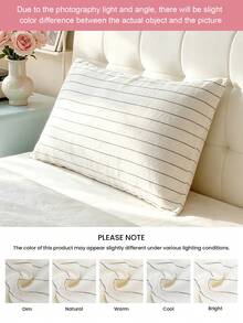 HONEYMOON 1pc Y/D Striped Linen Pillowcase, 100% Linen Fabric Black Striped Pillowcase, Soft & Breathable, Wrinkle-Resistant, No Filling, T/F/Q/K Sizes, Suitable For Home And Dorm, Machine Washable - Multicolor - View 10