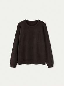 Women's Minimalist Elegant Chic Pullover Sweater, Spring/Summer Fall - Brown - View 7