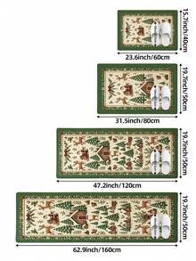 DAJIANG 1pc Christmas Vintage Floral Runner Rug, Kitchen Mat, Suitable For Bathroom, Kitchen, Hallway, Bedroom, Living Room, Machine Washable Easy To Clean, Non-Slip Entryway Rug, Autumn Home Decor Carpet Accessory - Multicolor - View 3