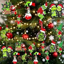 The Grinch The 11pcs(1Set) /6/2PCS ‑Themed Acrylic Christmas Tree Hanging Ornaments, Assorted Funny Character & Creative Pattern Print, Perfect For Christmas Home Decor, And Ideal As Xmas Tree Decoration And Holiday Creative Small Gift. - Cookie Monster - View 1
