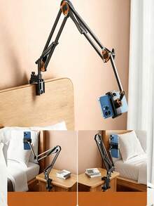 Adjustable Phone Holder, Stand, Foldable Metal Clamp Holder For Smartphone And Tablet, Compatible With IPad And Android Phones, Bedside/Desk Lamp, Birthday, Gift For Friends And Family, Office, Dorm, Room. - Black - View 5