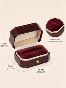 Personalized Octagonal Ring Box, Suitable For Wedding Store Ring Box, Vintage Leather Style, Can Hold Two Rings Wedding Ring Holder, Can Be Engraved With Name Proposal Engagement Wedding Anniversary Gift, Valentine's Day Gift, Birthday Gift, Bridal Shower Gift - Multicolor - View 10
