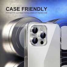 Yezodawee 5pcs Silver Camera Lens Protector Film, Compatible With Phone 18 Pro Max/Phone 17 Pro Max/14/15/16/17/Pro/Pro Max, Shiny Transparent Upgraded Camera Sticker, Suitable For 17/16/15/14/Pro/Pro Max Lens, Shiny Crystal Lens Protector Film, Phone Accessory, Waterproof, Shockproof, Anti-Drop, Anti-Scratch, Anti-Fingerprint, Full Coverage - 5pcs - View 4