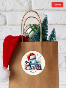 1/60/120/180/240pcs Customizable Round Christmas Stickers, Personalized Christmas Elements, Suitable For Gift Box Packaging, Wall Decoration, Envelope Sealing, Tabletop Arrangement, Perfect For Friends, Partners, Family, Colleagues, Holiday Enthusiasts, Suitable For Christmas Dinner, Holiday Tea Party, Christmas Themed Gathering, - Multicolor - View 18