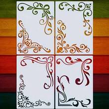 4pcs Lace Edge Furniture Corner Stencils - Washable & Reusable, Suitable For Wood, Fabric, Paper, Wall And Floor DIY Crafts - 4 Pieces - View 2