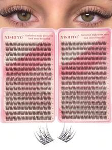 (384 Clusters) Cluster False Eyelash Set - Natural Style, Lightweight & Lively, Manga Style, Single Cluster Extension, Includes Adhesive, Setting Liquid And Dedicated Tweezers, Create Dense & Lively Extension Effect, Cluster Lash Set, Single Cluster Lashes - D Curl Cluster Extension Lashes (10-16mm), DIY Dense False Eyelash Set, Natural Style Extension Lash Set: For Holiday Makeup And Halloween Looks; Help You Easily Create Lightweight & Lively Extension Lash Effect At Home. - Multicolor - View 3