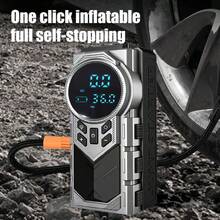 jkuoo Portable Heavy Duty Car Emergency Jump Starter Pump, 180PSI Digital Tire Pressure Gauge & Compressor, Multi-Function Car Emergency Kit, Built-In Large Capacity Battery - Suitable For Gasoline Or Electric Vehicles, Equipped With Multiple Adapters, LED Flashlight. - Multifunctional All-in-one Pump [Main Unit + Accessories] - View 7