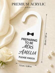 Custom Name And Text Wedding Door Hanger, Personalized Bride And Groom Door Sign, Wedding Suite Door Decor, Just Married And Please Knock Sign, Bridal Shower And Engagement Party Decoration, Wedding Reception Sign For Couples And Newlyweds - Multicolor - View 2