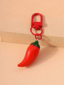 One Creative Chili Keychain, A Ladies' Personalized Imitation Pendant Keyring, A Small Gift, For Daily Decoration, For Mobile Phone Decoration - Red - View 3