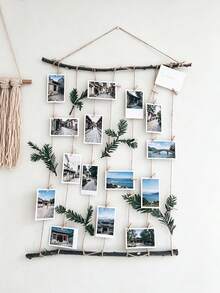 Photo Clips (3.5cm*0.7cm) + Hemp Rope, Create A Decorative Memory Display, It Can Hang Polaroids, Postcards, Notes And Small Artworks, Transforming Blank Walls Into A Beautiful Memory Display Wall, Ideal For Bedroom, Living Room, Dorm, Wedding And Party Decoration. This Easy-To-Use Set Supports Rearranging Your Favorite Moments Anytime, Adding A Warm And Romantic Atmosphere To Any Space. - Multicolor - View 1