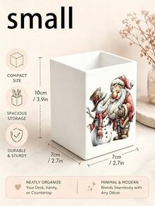 1pc Christmas Theme Multi-Functional Storage Organizer Box - Tableware Storage Box, Desktop Organizer (Suitable For Storing Tableware, Straws, Tea Bags, Pens, Remote Controls); Compact And Space-Saving, Suitable For Kitchen, Office, Living Room, Christmas Gift (Please Note Size Before Ordering) - Multicolor - View 12