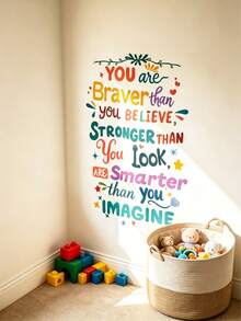 Colorful English Inspirational Quotes Wall Stickers, Decorative Wall Art, Motivational Phrases, Self-Adhesive Wall Decals, Learning Space Decoration - Multicolor - View 1