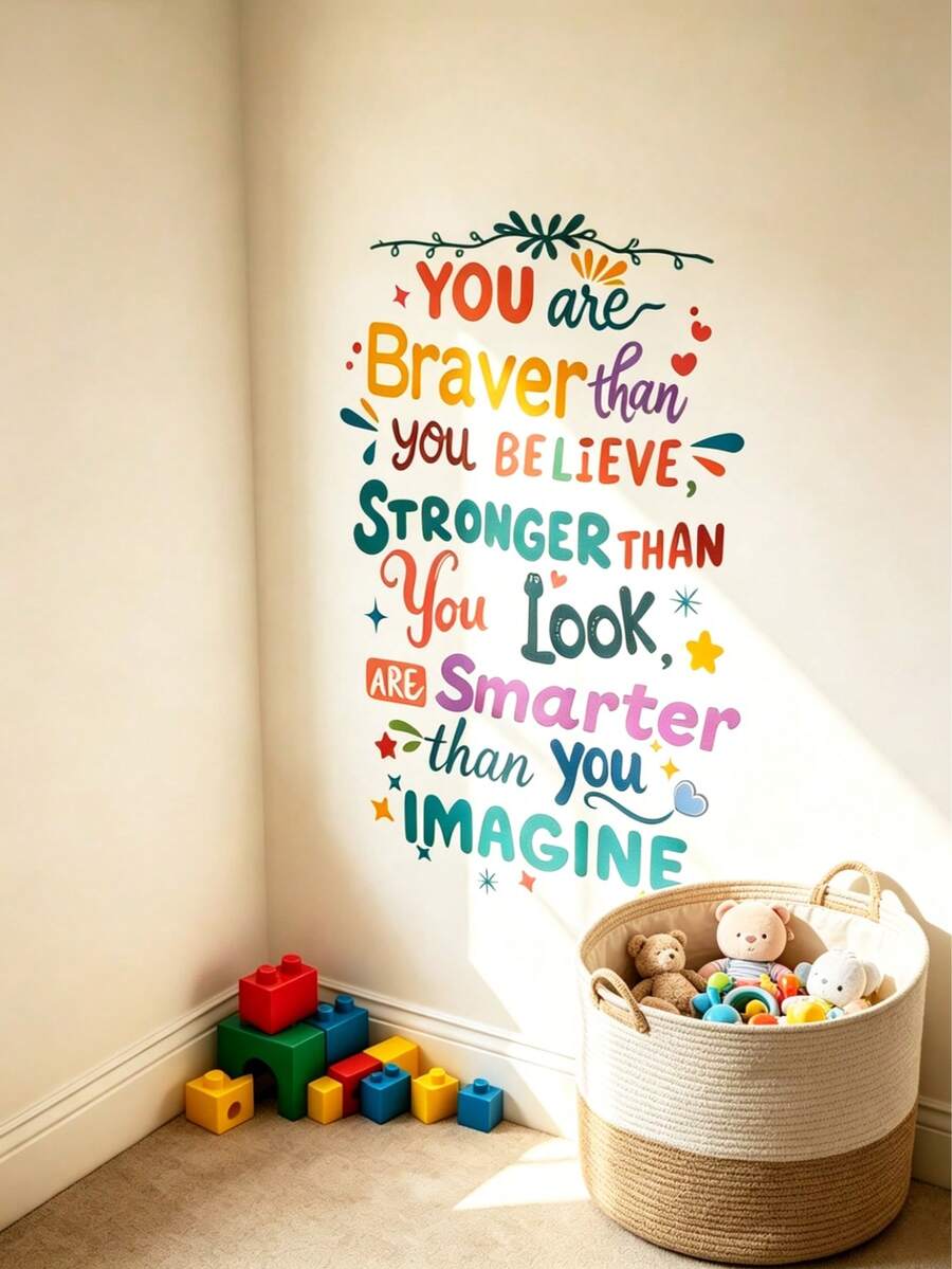 Colorful English Inspirational Quotes Wall Stickers, Decorative Wall Art, Motivational Phrases, Self-Adhesive Wall Decals, Learning Space Decoration - Multicolor - View 1