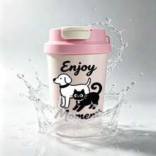 MINISO Officially Licensed Cute Cat & Butterfly Coffee Mug, Portable Leak-Proof Travel Cup, Adorable Cartoon Design, Suitable For Students And Women, Home Life And Daily Office Hydration - Pink - View 4