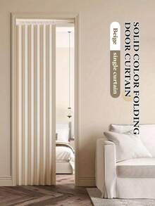 This Minimalist Folding Curtain Serves As A Flexible Partition Between The Living Room And Kitchen. Made Of Polyester Fabric, It Combines Good Rigidity And Durability, Making It An Indispensable Item For Optimizing The Layout Of Small Spaces. The Product Also Comes With Easy-To-Hang Accessories. - Door Curtain - View 3