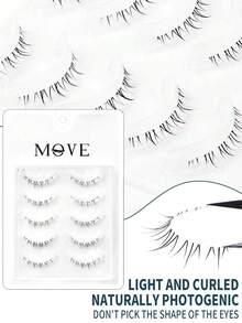 5 Pairs Flame-Shaped Lower Lashes, Soft Natural Looking Lower Eyelashes For Beginners Oxygen Girl Vibe, Cute Fresh Cartoon Series Segmented Bottom False Eyelashes - Black - View 6