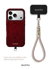 GIIPPA 1件酒紅色蟒蛇紋設計手機殼，適用於Phone 17 Pro Max、16 Pro Max、15 Pro Max、14 Pro Max、11/12/13/14/15/16 Pro Max Plus，韓系高端時尚趣味優雅設計，男女皆宜，聖誕節、情人節、復活節、婚禮季與生日送女友的完美禮物！ - 彩色 - 查看 3