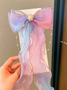 1pc Dopamine Color Hair Clip Braided Ponytail Hairband Girls Pearl Bow Hair Clip Children's Hair Accessories - Multicolor - View 7