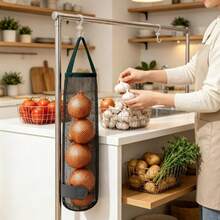 Multifunctional Kitchen Mesh Storage Bag, Portable Hanging Perforated Breathable Garlic & Ginger Wall-Mounted Storage Basket, Home Essential Organizer - Multicolor - View 5