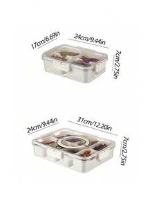 1pc Compartmentalized Food Storage Box, Lidded Serving Tray, Box-Shaped Container For Candy, Vegetables, Fruits, Nuts, For Picnics, Parties, Refrigerator Organizers, Lidded Sealed Food Storage Container, Refrigerator Fresh Food Storage Container, Candy, Nut, Spice Food Storage Container, Snack Box, Cooked Food Container. - Beige - View 2