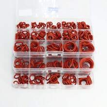 372pcs High Temperature & Oil Resistant Red Silicone O-Rings, Suitable For Automotive And Piping Applications - Red - View 5