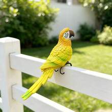 1pc Resin Parrot Decor, Realistic Bird Statue With Hook, Suitable For Outdoor Garden Fence And Flower Pot Decoration, Tropical Style Yard Decor And Holiday Party Props - Bird Figurine - View 3
