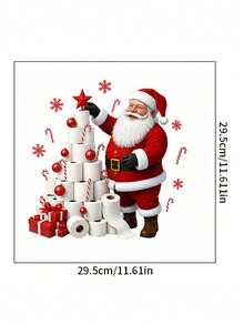 1pc Santa Claus & Toilet Paper Tree Pattern Toilet Sticker, Water Tank Sticker, Bathroom Decor, Funny Toilet Sticker, Wall Decor, Home Decor, Enhance Your Home Overall Aesthetics - A - View 2