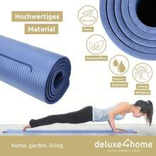 Yogamatte Gymnastikmatte I Phthalatfreie NBR Fitnessmatte Rutschfest mit Tragegurt I Sportmatte für Yoga & Pilates I Trainingsmatte mit Ausrichtungslinien - Blau - Übersicht 3