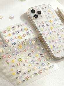 1 Set Nail Art Stickers, Simulated Fabric Embroidery Floral Design, Wildflower Pattern, Self-Adhesive, For Nail Decoration, Nail Art Accessories - Vintage Floral Embroidered Sticker - View 5